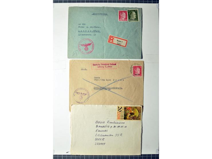 1887/1944, ca. 100 Briefe, Karten und Ganzsachenkarten, dabei Zensuren, R-Briefe, Paketkarten Ostland, interessante Frankatur