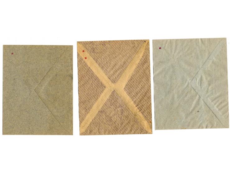 1919/24, 7 Briefe, dabei Mi.-Nr. 17-19 mit Wappenreiter-Stempel "SESTAKAVAS", außerdem Verzähnungen auf Brief sowie ein Lupo-