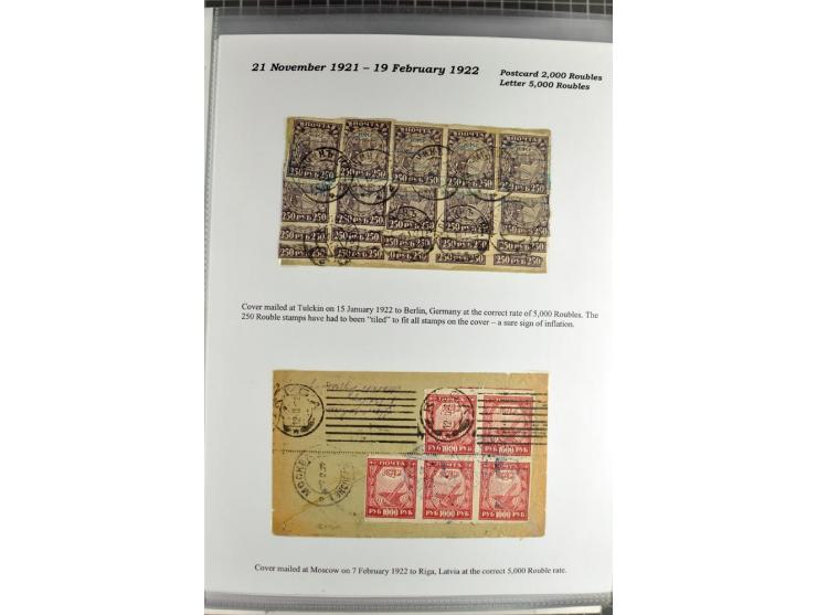 1917/23, umfangreiche Sammlung Auslandspost mit über 150 Briefen und Karten, dabei u.a. Postsparmarken, Kopeken-Aufwertungen,