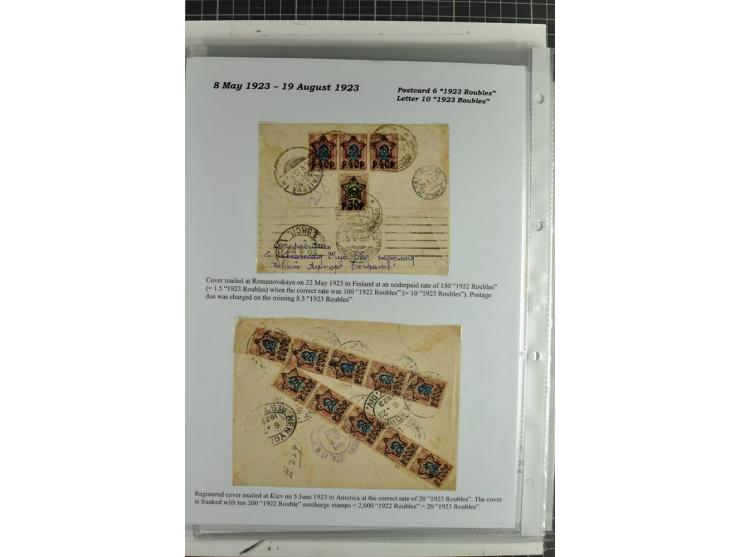 1917/23, umfangreiche Sammlung Auslandspost mit über 150 Briefen und Karten, dabei u.a. Postsparmarken, Kopeken-Aufwertungen,