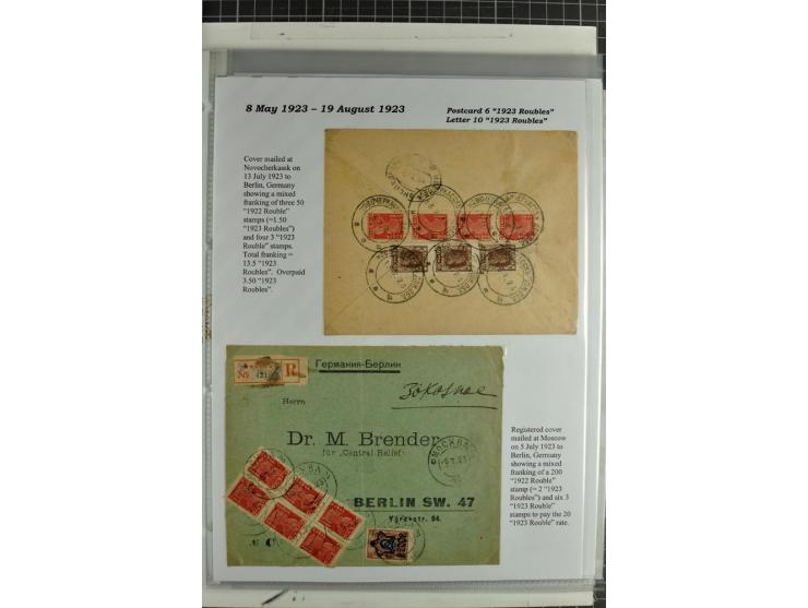 1917/23, umfangreiche Sammlung Auslandspost mit über 150 Briefen und Karten, dabei u.a. Postsparmarken, Kopeken-Aufwertungen,