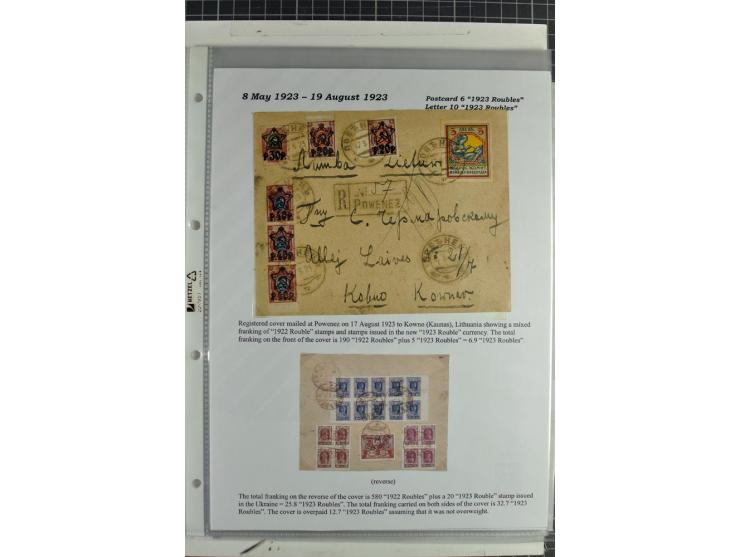 1917/23, umfangreiche Sammlung Auslandspost mit über 150 Briefen und Karten, dabei u.a. Postsparmarken, Kopeken-Aufwertungen,