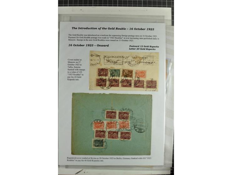 1917/23, umfangreiche Sammlung Auslandspost mit über 150 Briefen und Karten, dabei u.a. Postsparmarken, Kopeken-Aufwertungen,