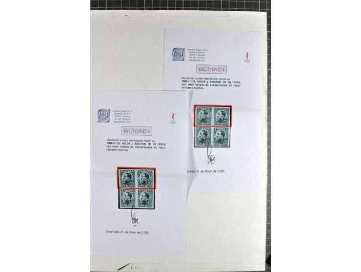1922/30, Alfonso XIII, ungezähnte Probedrucke in nicht ausgegebenen Farben, insgesamt 110 Werte in 4 Sorten (einmal nur 3 Stü