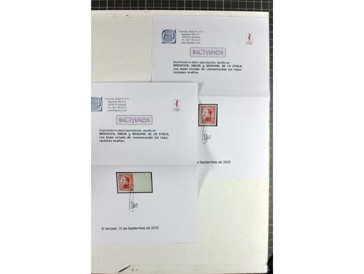 1922/30, Alfonso XIII, ungezähnte Probedrucke in nicht ausgegebenen Farben, insgesamt 110 Werte in 4 Sorten (einmal nur 3 Stü