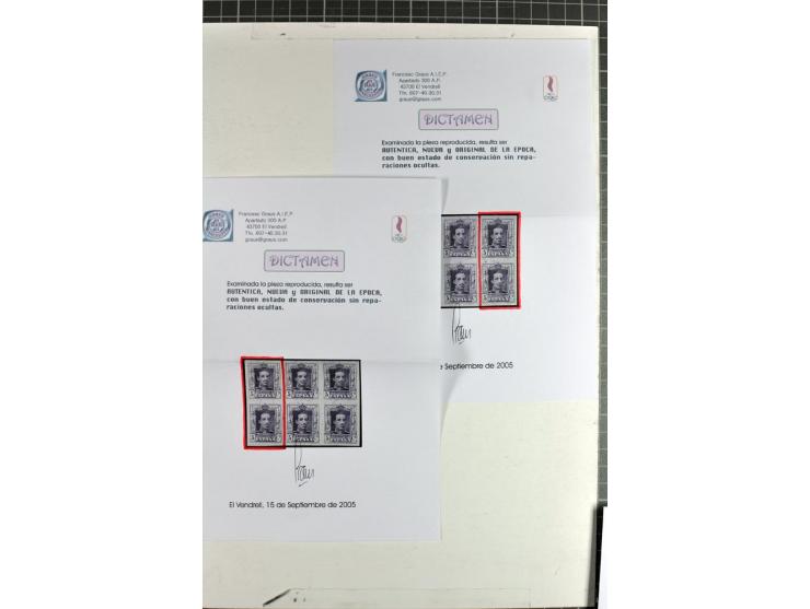 1922/30, Alfonso XIII, ungezähnte Probedrucke in nicht ausgegebenen Farben, insgesamt 110 Werte in 4 Sorten (einmal nur 3 Stü