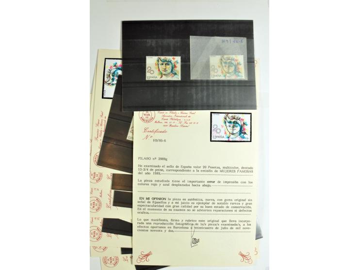 1930/89 (ca.), postfrische Partie von etwa 640 Abarten, dabei ungezähnte Marken, Farbfehldrucke, fehlende Farben, etc.; viele