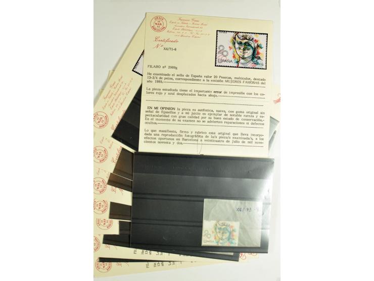 1930/89 (ca.), postfrische Partie von etwa 640 Abarten, dabei ungezähnte Marken, Farbfehldrucke, fehlende Farben, etc.; viele