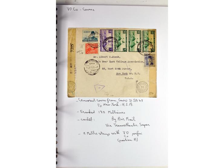 1900/44 (ca.), ägyptische und sudanesische Perfins, umfangreiche Sammlung in 2 Ordnern mit einer Vielzahl voll Lochungen vers