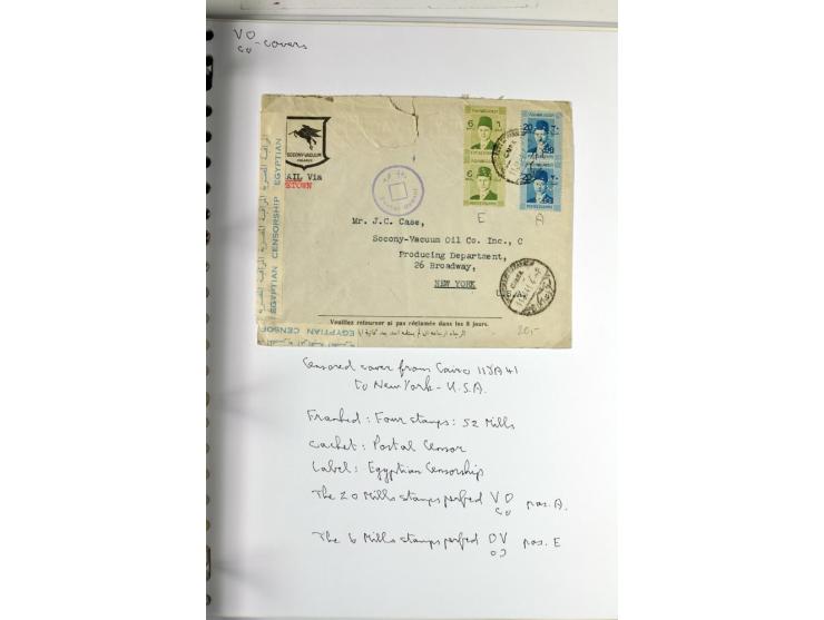 1900/44 (ca.), ägyptische und sudanesische Perfins, umfangreiche Sammlung in 2 Ordnern mit einer Vielzahl voll Lochungen vers