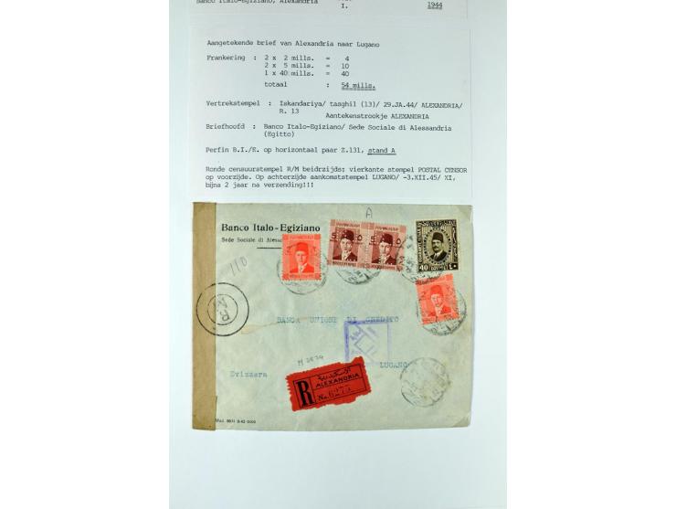 1900/44 (ca.), ägyptische und sudanesische Perfins, umfangreiche Sammlung in 2 Ordnern mit einer Vielzahl voll Lochungen vers