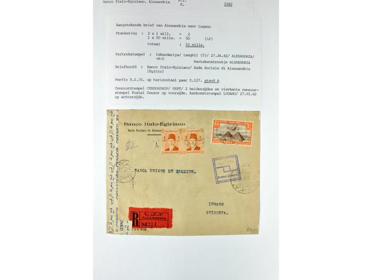 1900/44 (ca.), ägyptische und sudanesische Perfins, umfangreiche Sammlung in 2 Ordnern mit einer Vielzahl voll Lochungen vers