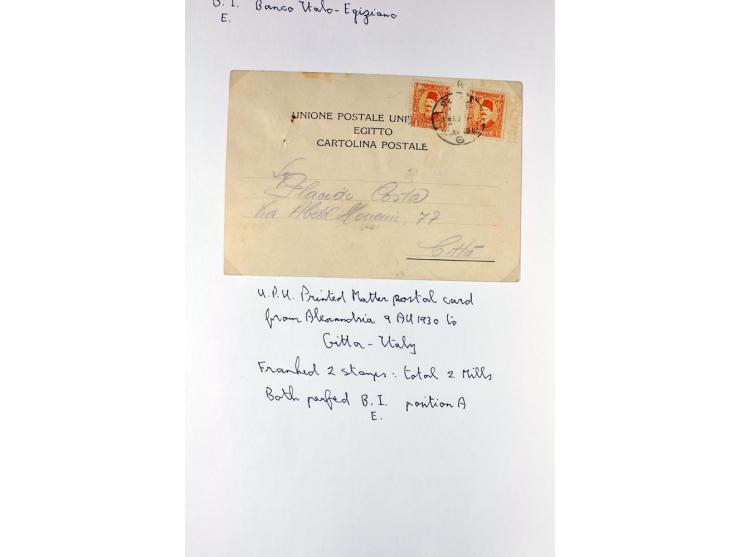 1900/44 (ca.), ägyptische und sudanesische Perfins, umfangreiche Sammlung in 2 Ordnern mit einer Vielzahl voll Lochungen vers