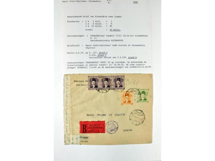 1900/44 (ca.), ägyptische und sudanesische Perfins, umfangreiche Sammlung in 2 Ordnern mit einer Vielzahl voll Lochungen vers