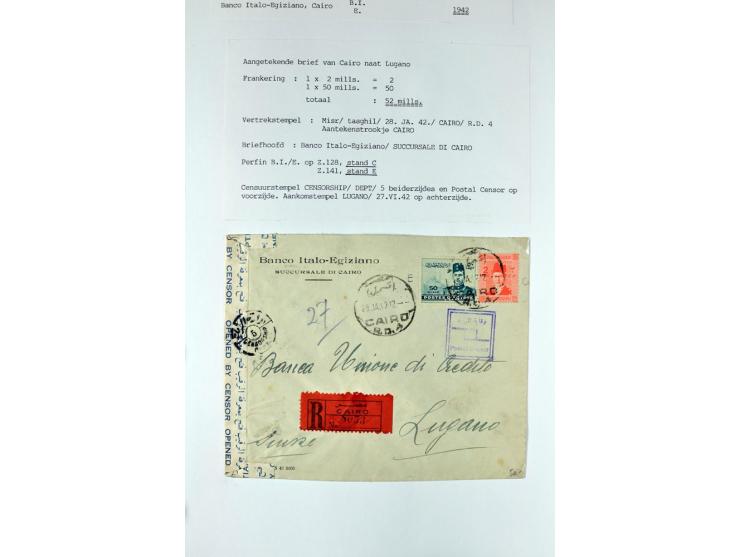 1900/44 (ca.), ägyptische und sudanesische Perfins, umfangreiche Sammlung in 2 Ordnern mit einer Vielzahl voll Lochungen vers