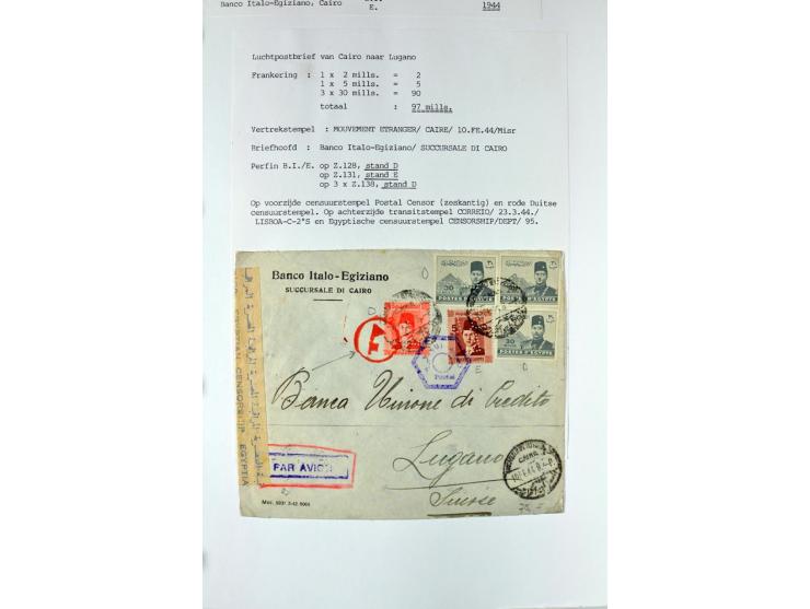 1900/44 (ca.), ägyptische und sudanesische Perfins, umfangreiche Sammlung in 2 Ordnern mit einer Vielzahl voll Lochungen vers