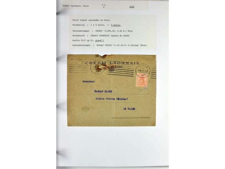 1900/44 (ca.), ägyptische und sudanesische Perfins, umfangreiche Sammlung in 2 Ordnern mit einer Vielzahl voll Lochungen vers