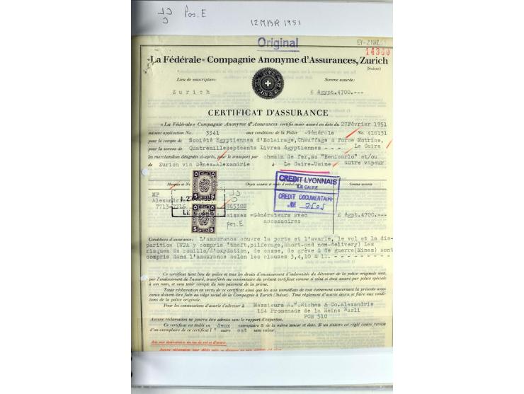 1900/44 (ca.), ägyptische und sudanesische Perfins, umfangreiche Sammlung in 2 Ordnern mit einer Vielzahl voll Lochungen vers
