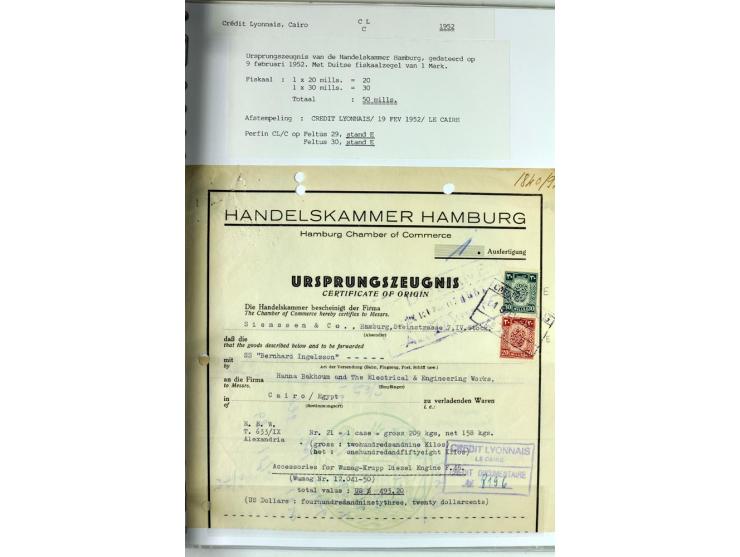 1900/44 (ca.), ägyptische und sudanesische Perfins, umfangreiche Sammlung in 2 Ordnern mit einer Vielzahl voll Lochungen vers