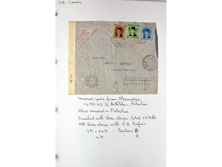 1900/44 (ca.), ägyptische und sudanesische Perfins, umfangreiche Sammlung in 2 Ordnern mit einer Vielzahl voll Lochungen vers