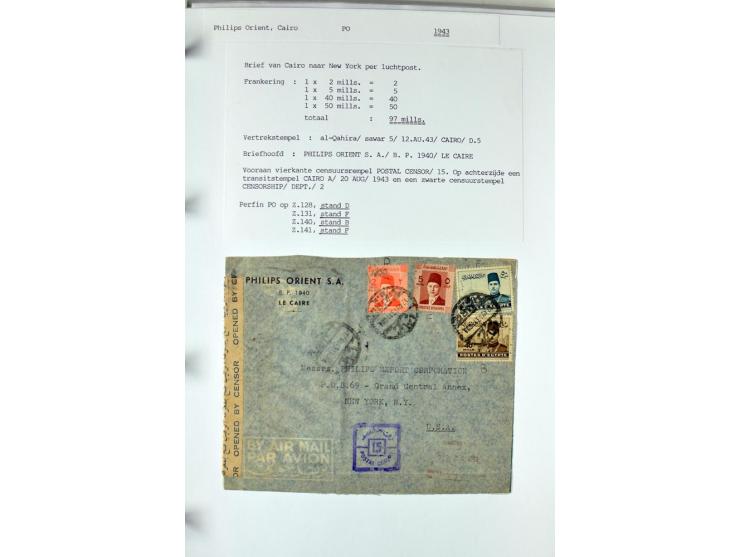 1900/44 (ca.), ägyptische und sudanesische Perfins, umfangreiche Sammlung in 2 Ordnern mit einer Vielzahl voll Lochungen vers