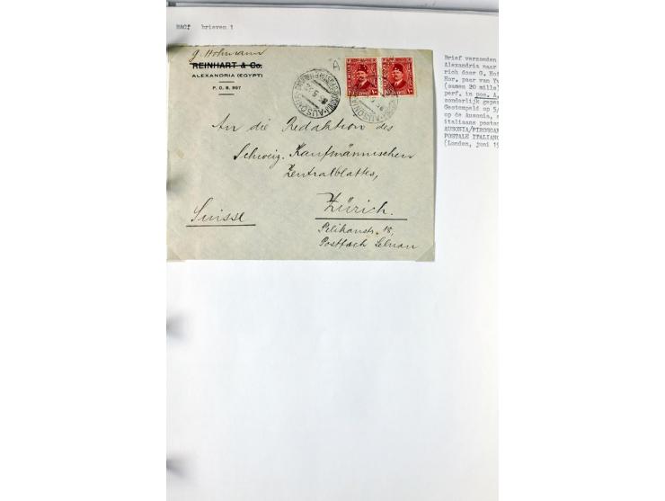 1900/44 (ca.), ägyptische und sudanesische Perfins, umfangreiche Sammlung in 2 Ordnern mit einer Vielzahl voll Lochungen vers