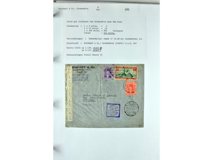 1900/44 (ca.), ägyptische und sudanesische Perfins, umfangreiche Sammlung in 2 Ordnern mit einer Vielzahl voll Lochungen vers