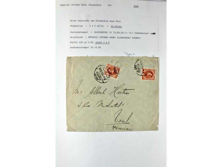 1900/44 (ca.), ägyptische und sudanesische Perfins, umfangreiche Sammlung in 2 Ordnern mit einer Vielzahl voll Lochungen vers