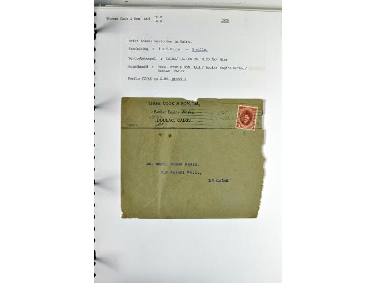 1900/44 (ca.), ägyptische und sudanesische Perfins, umfangreiche Sammlung in 2 Ordnern mit einer Vielzahl voll Lochungen vers