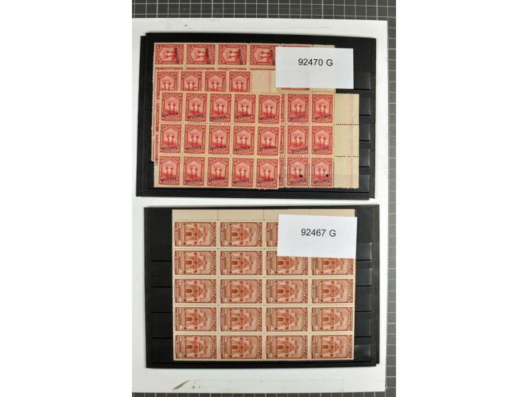 1914/60 (ca.), Bestand von über 9000 Frei-, Steuer- und Telegraphenmarken mit Aufdruck "SPECIMEN" und amtlicher Lochung, teil