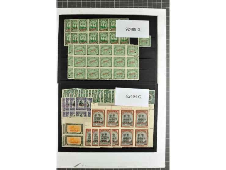 1914/60 (ca.), Bestand von über 9000 Frei-, Steuer- und Telegraphenmarken mit Aufdruck "SPECIMEN" und amtlicher Lochung, teil