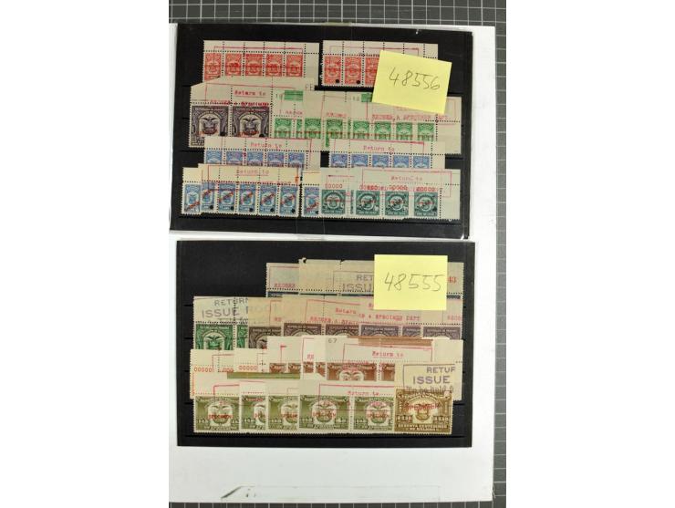 1914/60 (ca.), Bestand von über 9000 Frei-, Steuer- und Telegraphenmarken mit Aufdruck "SPECIMEN" und amtlicher Lochung, teil
