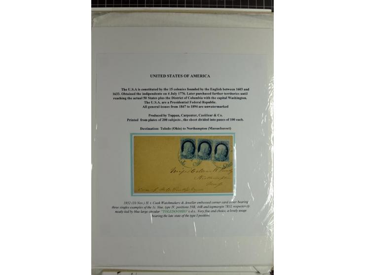 1847/83, aufgezogene Sammlung von 1 unfrankiertem und 12 frankierten Briefen, dabei Mi.-Nr. 1+2 je als Einzelfrankatur, Zierb