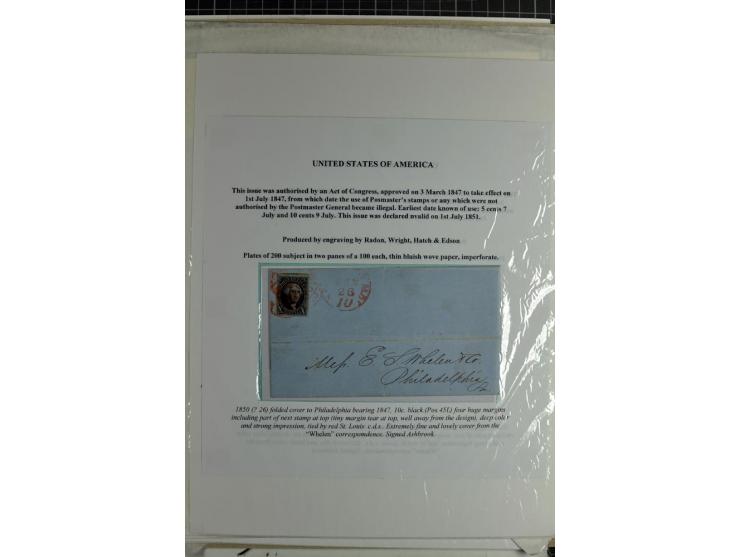 1847/83, aufgezogene Sammlung von 1 unfrankiertem und 12 frankierten Briefen, dabei Mi.-Nr. 1+2 je als Einzelfrankatur, Zierb