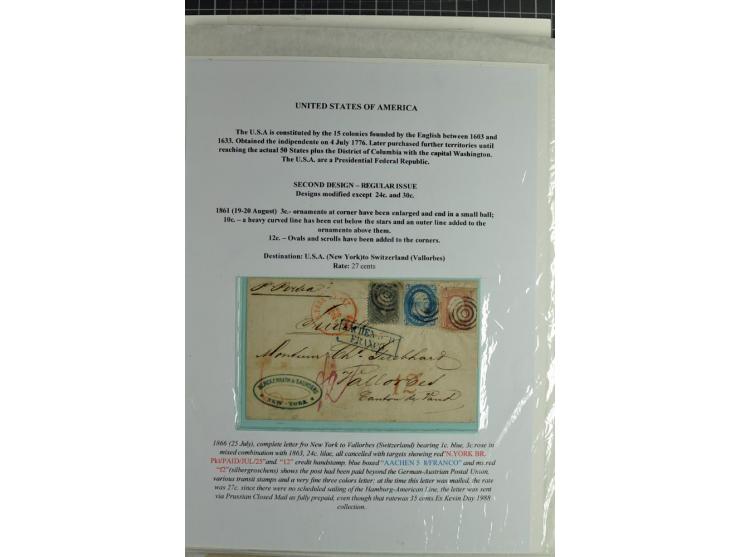 1847/83, aufgezogene Sammlung von 1 unfrankiertem und 12 frankierten Briefen, dabei Mi.-Nr. 1+2 je als Einzelfrankatur, Zierb