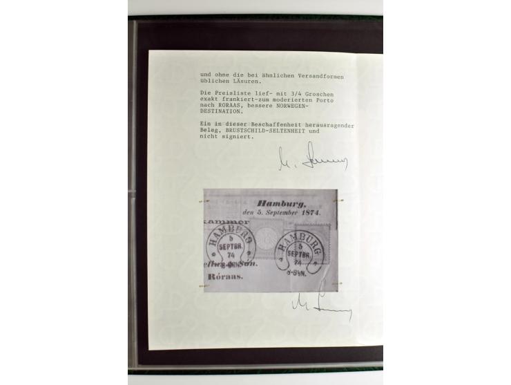 1872/74, 5bändige Sammlung, gestempelt und auf Ganzstücken gesammelt, das Ganze in einer Qualität, die man nur als 'traumhaft