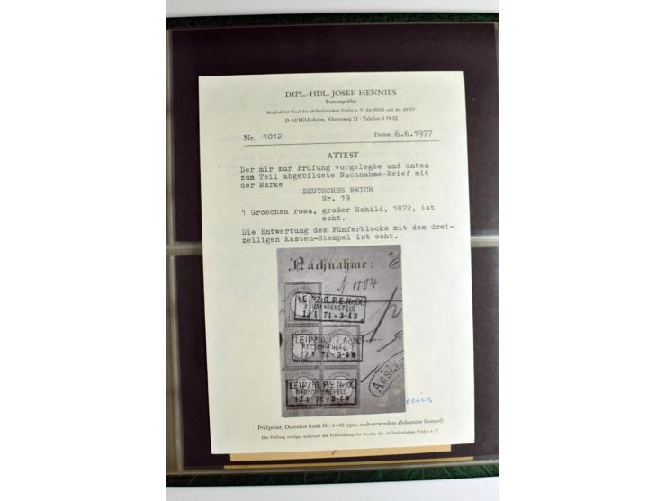 1872/74, 5bändige Sammlung, gestempelt und auf Ganzstücken gesammelt, das Ganze in einer Qualität, die man nur als 'traumhaft