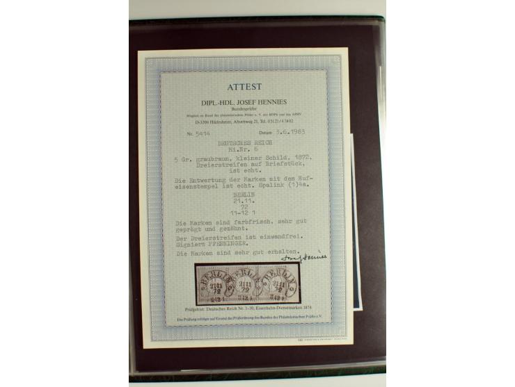 1872/74, 5bändige Sammlung, gestempelt und auf Ganzstücken gesammelt, das Ganze in einer Qualität, die man nur als 'traumhaft