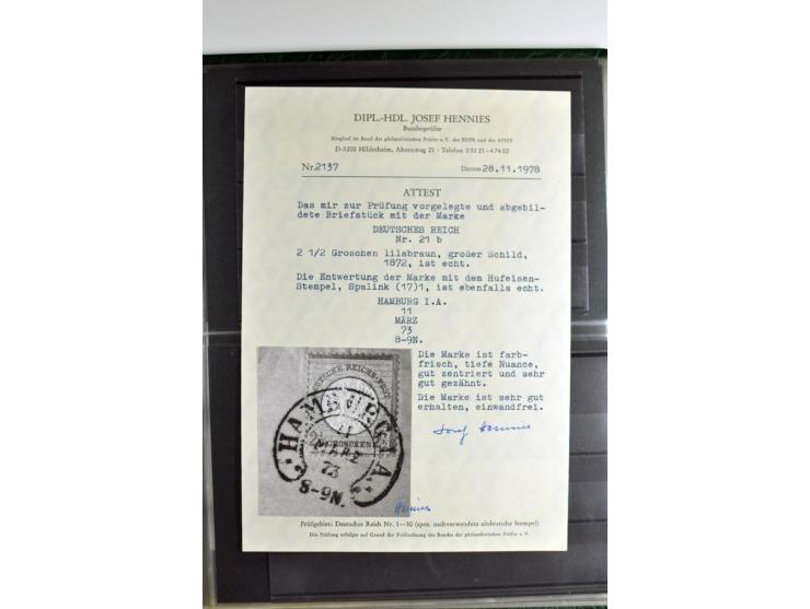1872/74, 5bändige Sammlung, gestempelt und auf Ganzstücken gesammelt, das Ganze in einer Qualität, die man nur als 'traumhaft