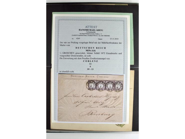 1872/74, 5bändige Sammlung, gestempelt und auf Ganzstücken gesammelt, das Ganze in einer Qualität, die man nur als 'traumhaft
