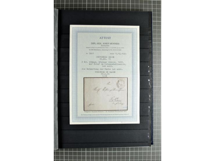 1872/74, sehr schöne gestempelte Brustschild-Sammlung inkl. Briefstücken und Briefen, dabei fast auschließlich sehr schöne Ma
