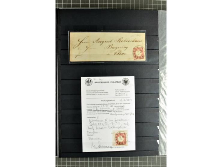 1872/74, sehr schöne gestempelte Brustschild-Sammlung inkl. Briefstücken und Briefen, dabei fast auschließlich sehr schöne Ma