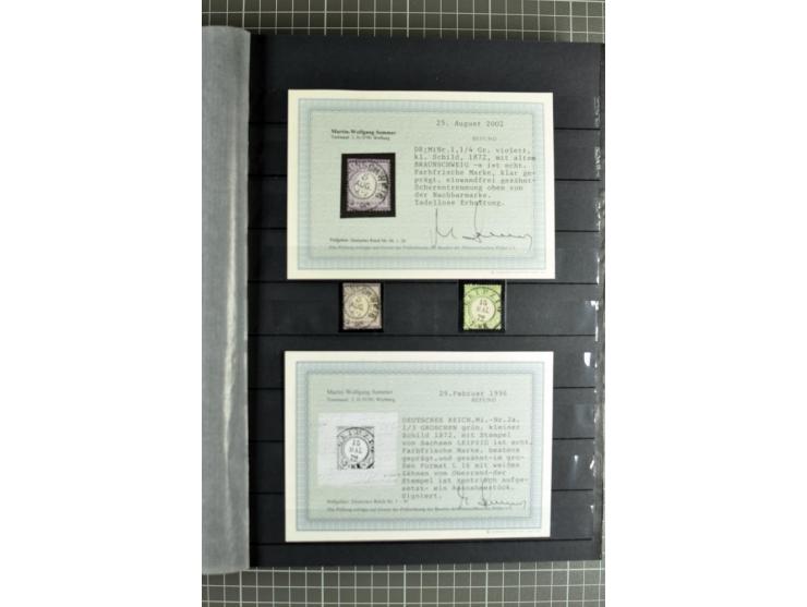 1872/74, sehr schöne gestempelte Brustschild-Sammlung inkl. Briefstücken und Briefen, dabei fast auschließlich sehr schöne Ma