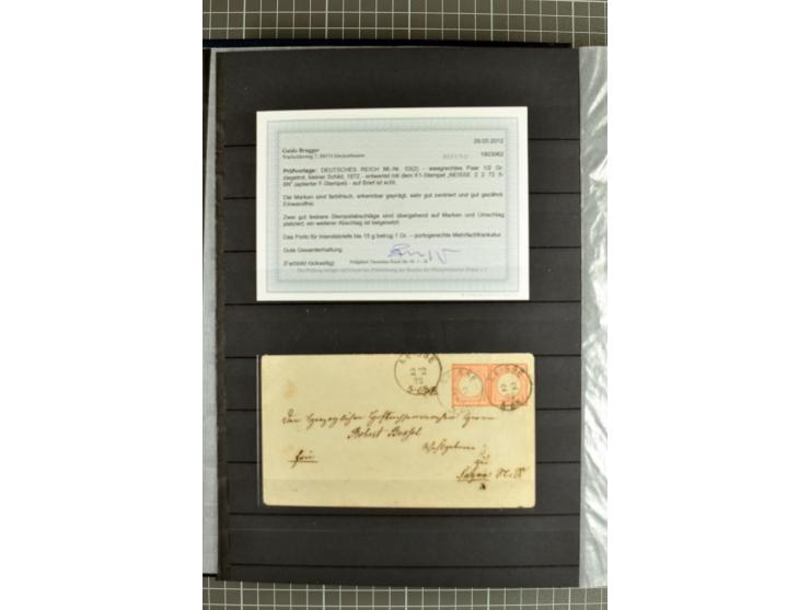 1872/74, sehr schöne gestempelte Brustschild-Sammlung inkl. Briefstücken und Briefen, dabei fast auschließlich sehr schöne Ma