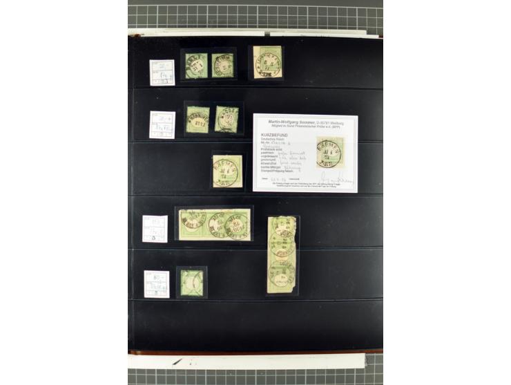 1872/74, Brustschilde-Spezialsammlung, überwiegend gestempelt mit ca. 240 Einzelmarken/Briefstücken und 44 Briefen/Karten. Da