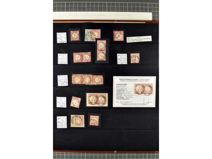 1872/74, Brustschilde-Spezialsammlung, überwiegend gestempelt mit ca. 240 Einzelmarken/Briefstücken und 44 Briefen/Karten. Da
