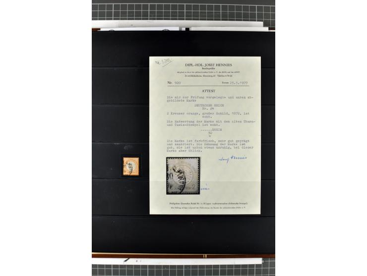 1872/74, Brustschilde-Spezialsammlung, überwiegend gestempelt mit ca. 240 Einzelmarken/Briefstücken und 44 Briefen/Karten. Da