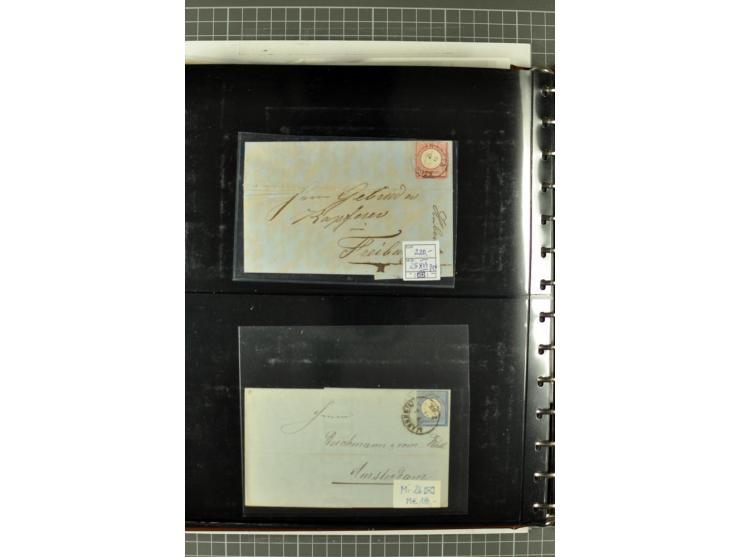 1872/74, Brustschilde-Spezialsammlung, überwiegend gestempelt mit ca. 240 Einzelmarken/Briefstücken und 44 Briefen/Karten. Da