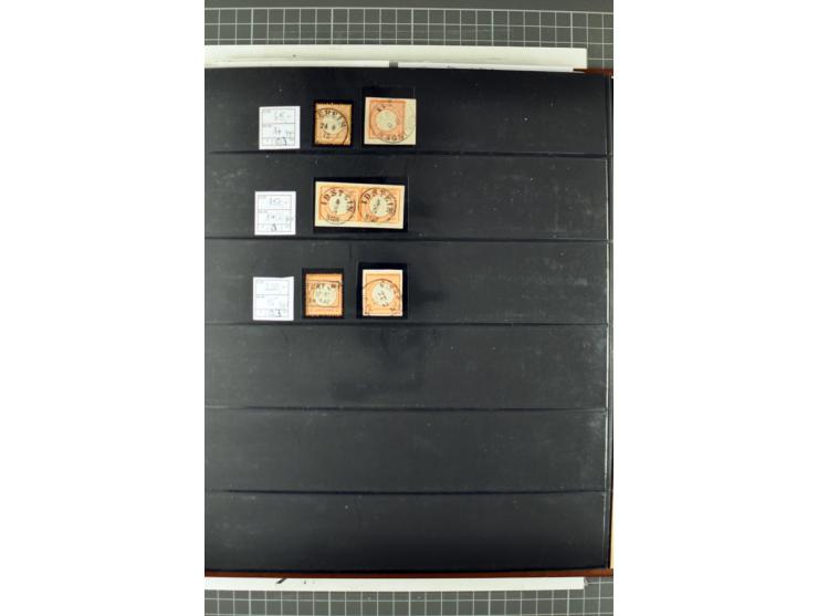 1872/74, Brustschilde-Spezialsammlung, überwiegend gestempelt mit ca. 240 Einzelmarken/Briefstücken und 44 Briefen/Karten. Da