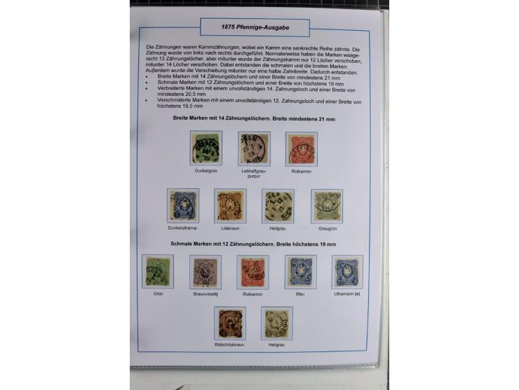 1875/1918, umfangreiche gestempelte Sammlung inkl. etwas Dienst ab Mi.-Nr. I (auf Brief) mit vielen Farben, Zwischenstegpaare